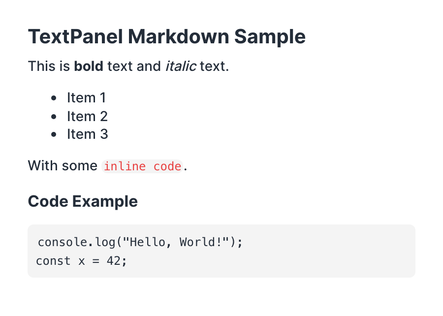 Text Panel Markdown